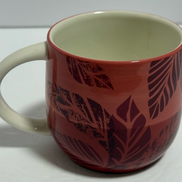 Starbucks 2011 Ceramic Leaf Design Red Ombre Hand-Painted Coffee or Tea Mug 12oz - Picture 4 of 9